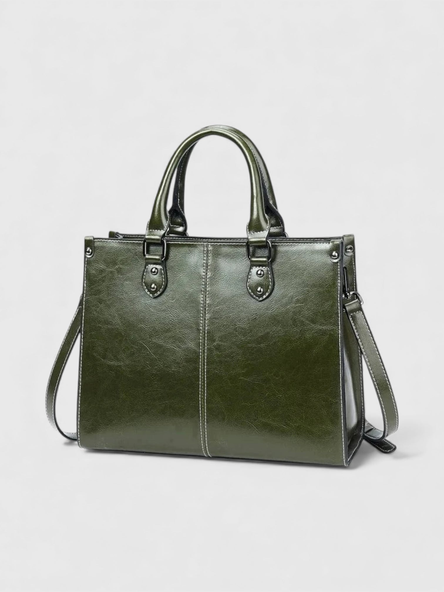 Sac cartable bandoulière en cuir lustré - Le Bichon