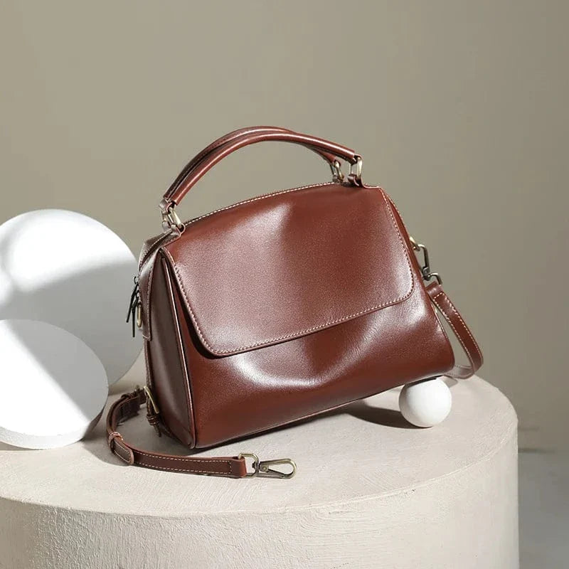 Sac à rabat cuir vintage Marron