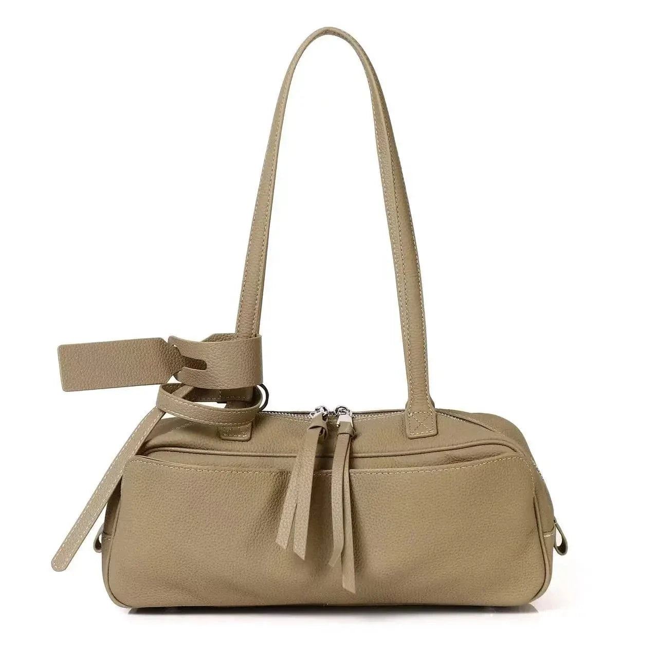 Sac baguette cuir femme Gris