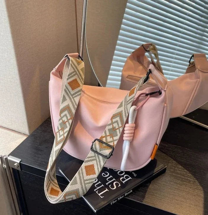 Sac banane bandoulière ethnique large Rose