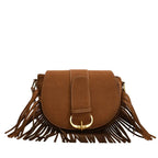 Sac bandoulière a frange Marron