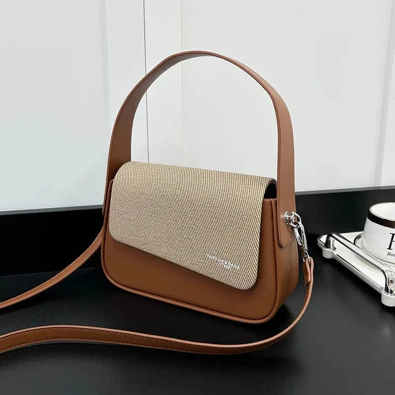 Sac bandoulière à rabat asymétrique Marron