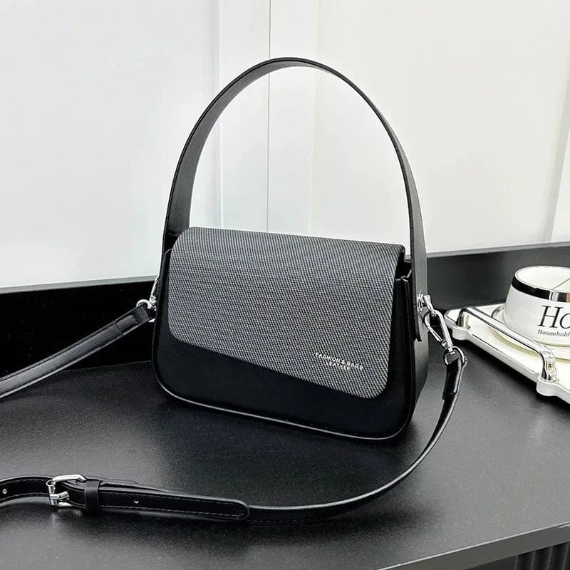 Sac bandoulière à rabat asymétrique Noir