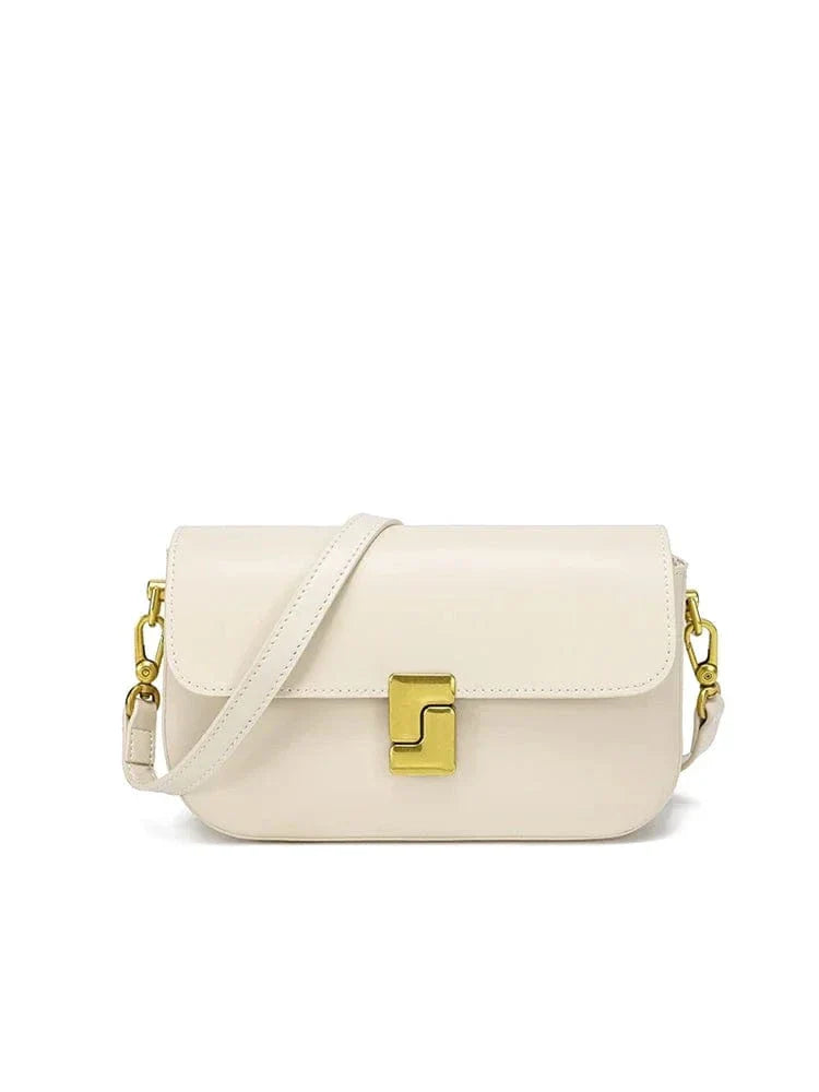 Sac bandoulière à rabat cuir Blanc