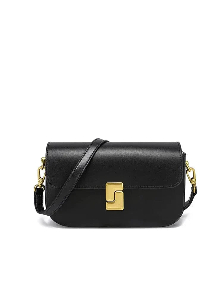 Sac bandoulière à rabat cuir Noir