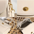 Sac bandoulière à rabat rond en cuir