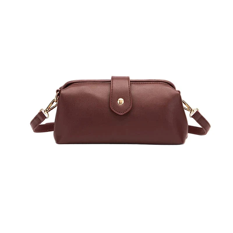 Sac bandoulière baguette a clips en simili cuir Café