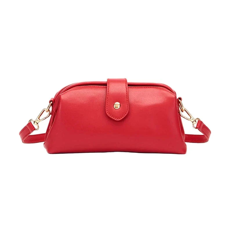Sac bandoulière baguette a clips en simili cuir Rouge