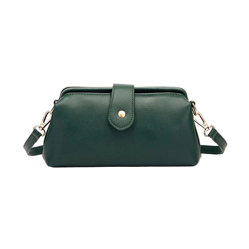 Sac bandoulière baguette a clips en simili cuir Vert