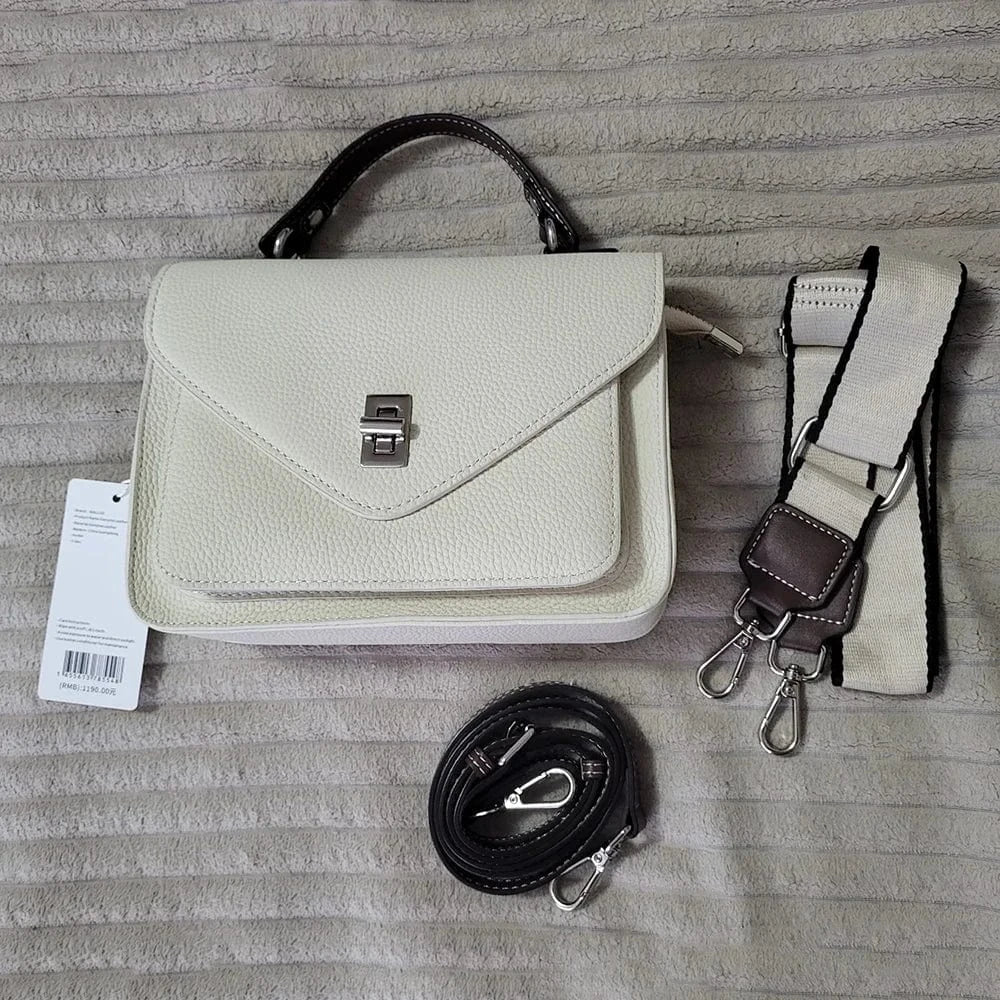 Sac bandoulière cartable femme en cuir grainé