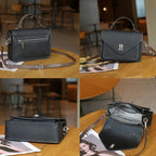 Sac bandoulière cartable femme en cuir grainé