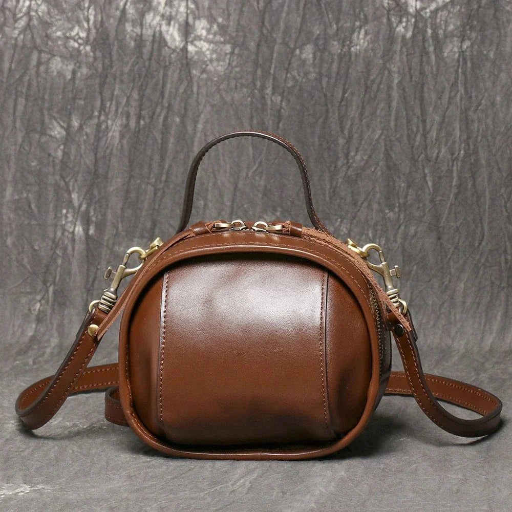 Sac bandoulière coquille en cuir Café