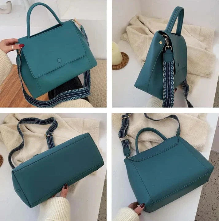 Sac bandoulière cuir vegan à sangle tissée