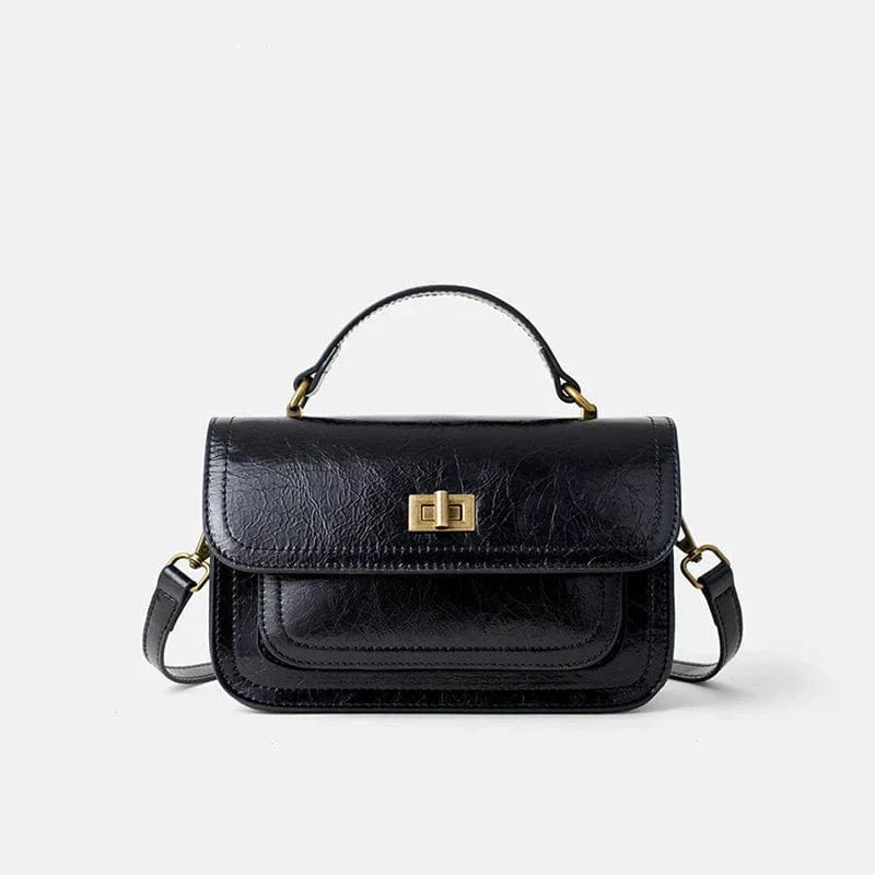 Sac bandoulière cuir vieilli femme Noir