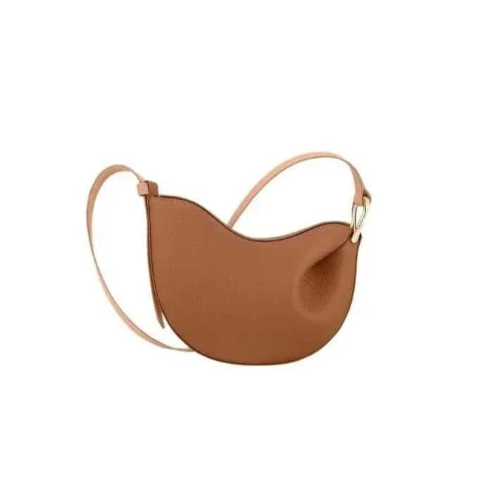 Sac bandoulière demi-lune en simili marron Café
