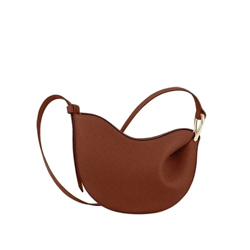 Sac bandoulière demi-lune en simili marron Marron