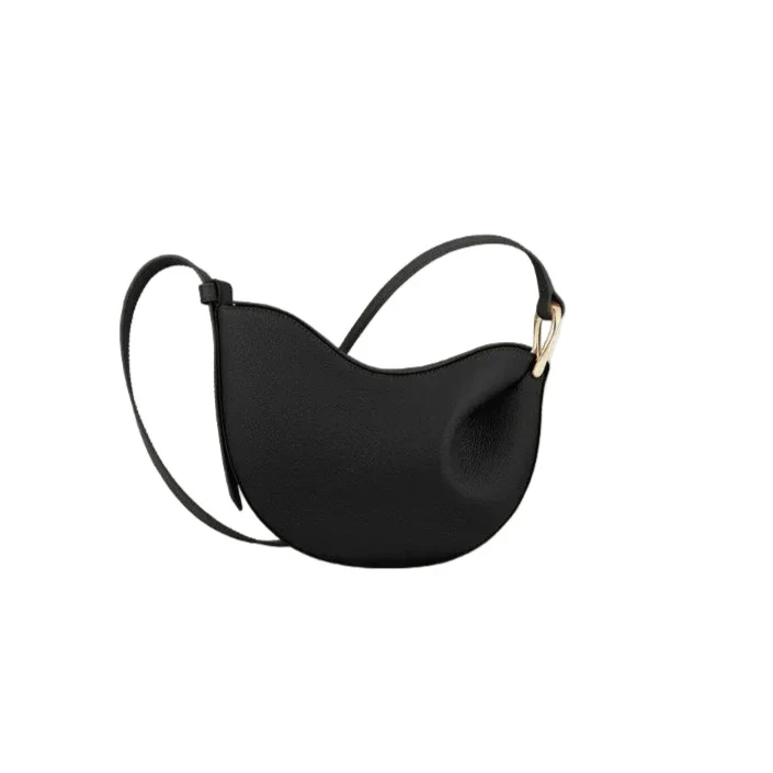 Sac bandoulière demi-lune en simili marron Noir