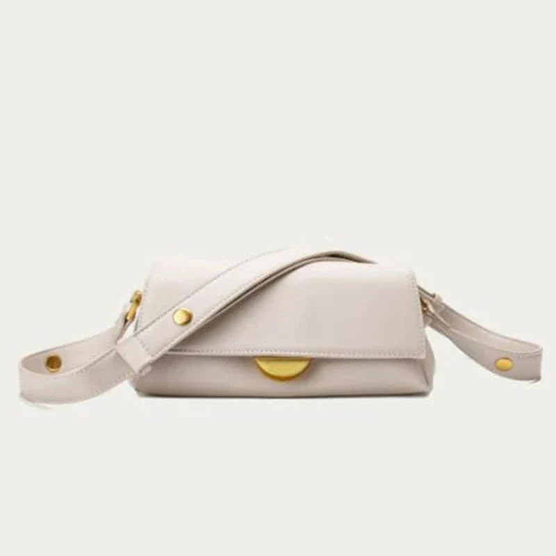 Sac bandoulière en cuir à rabat souple Blanc