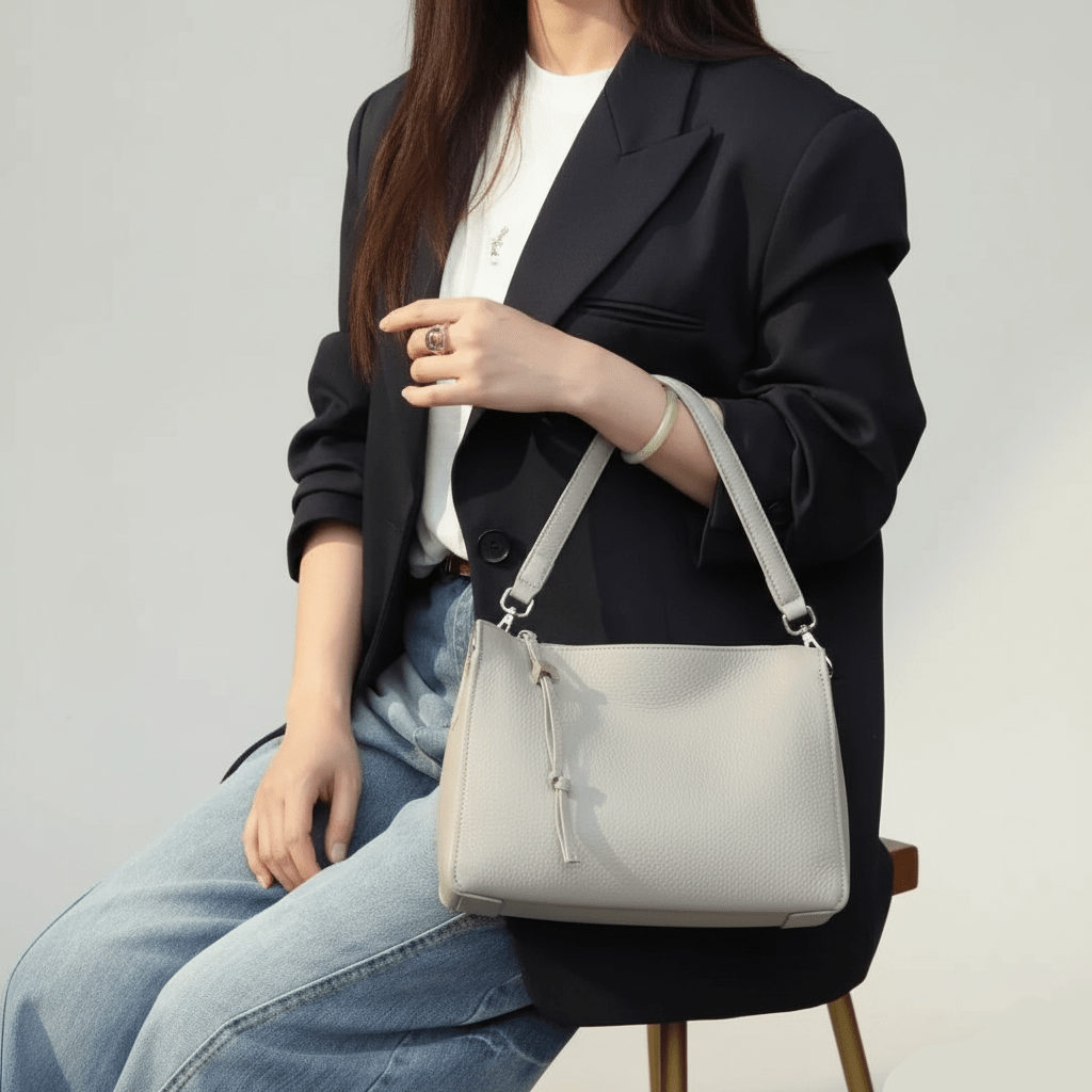 Sac bandoulière en cuir avec fermeture éclair