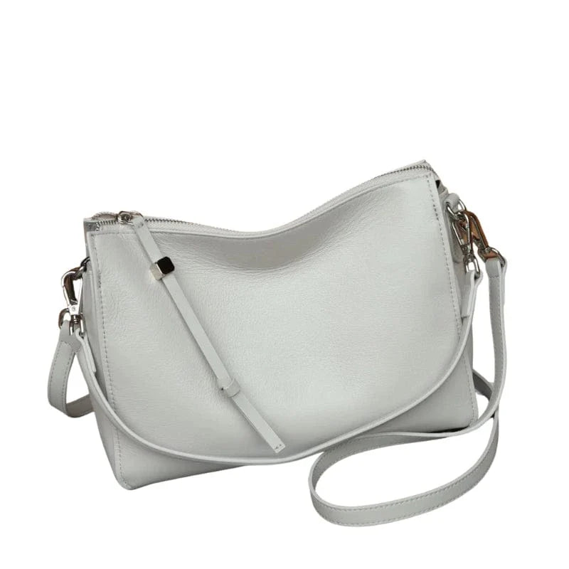 Sac bandoulière en cuir avec fermeture éclair Gris