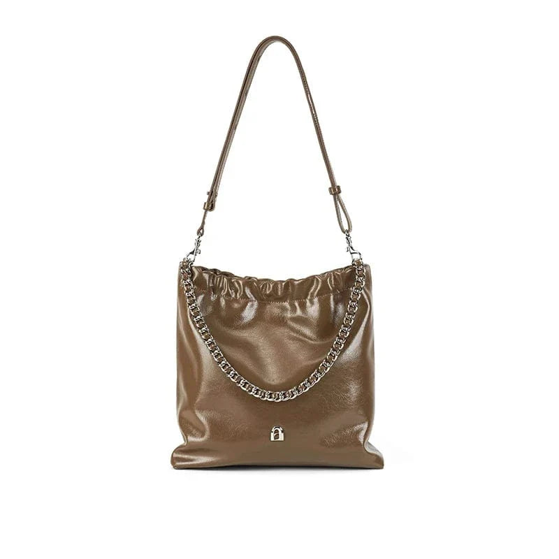 Sac bandoulière en cuir camel Marron