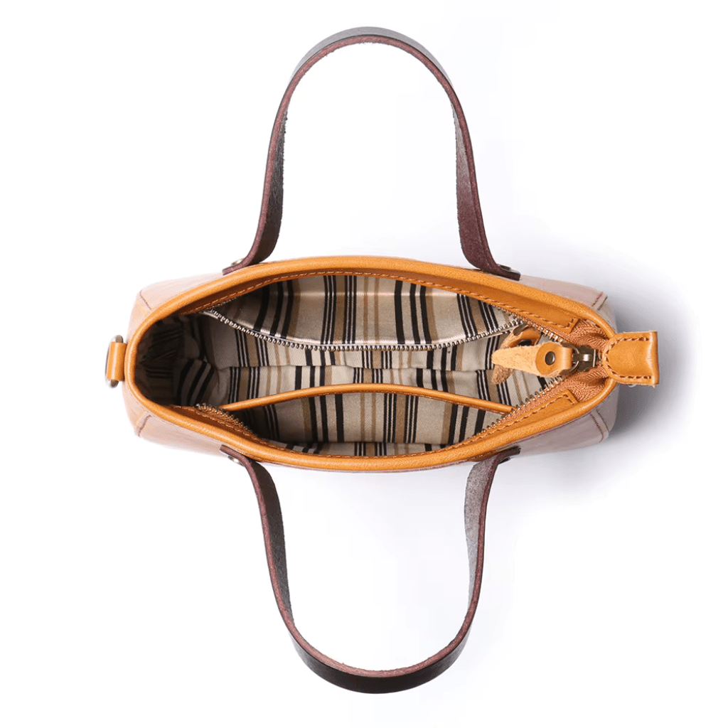 Sac bandoulière en cuir caramel Couché de soleil