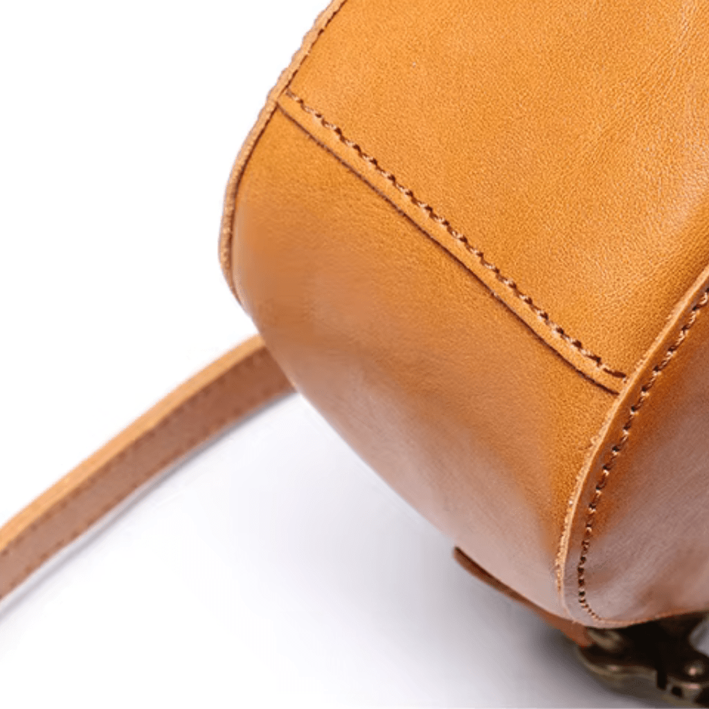 Sac bandoulière en cuir caramel Couché de soleil