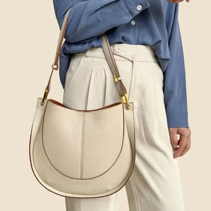 Sac bandoulière en cuir fendu Beige