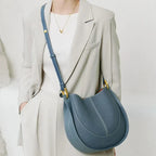 Sac bandoulière en cuir fendu Bleu