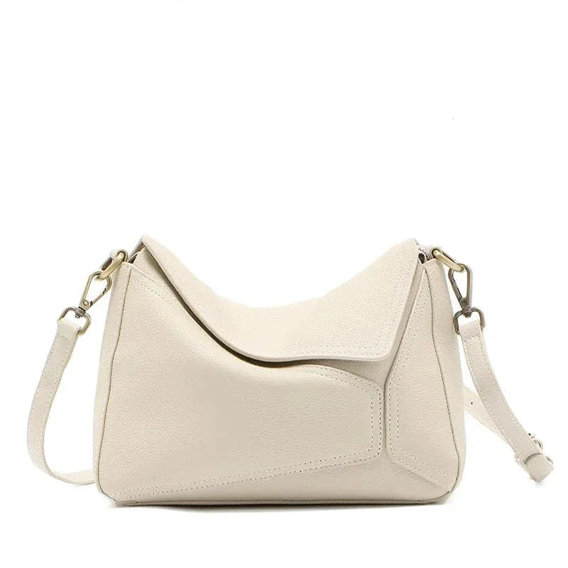 Sac bandoulière en cuir grainé moderne Blanc
