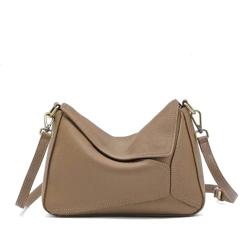 Sac bandoulière en cuir grainé moderne Gris