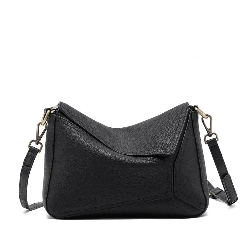 Sac bandoulière en cuir grainé moderne Noir