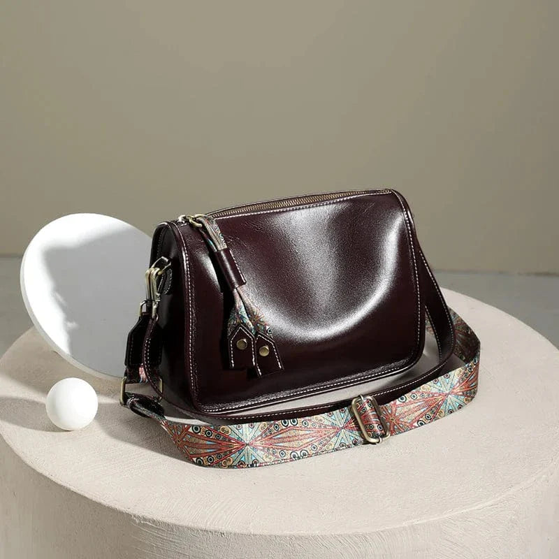 Sac bandoulière en cuir vintage Café