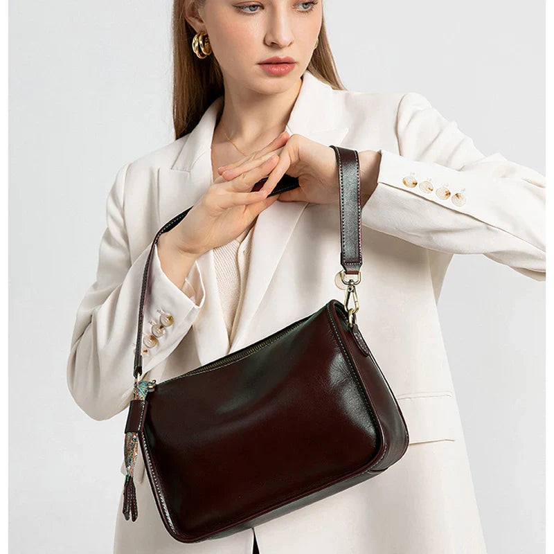 Sac bandoulière en cuir vintage Café