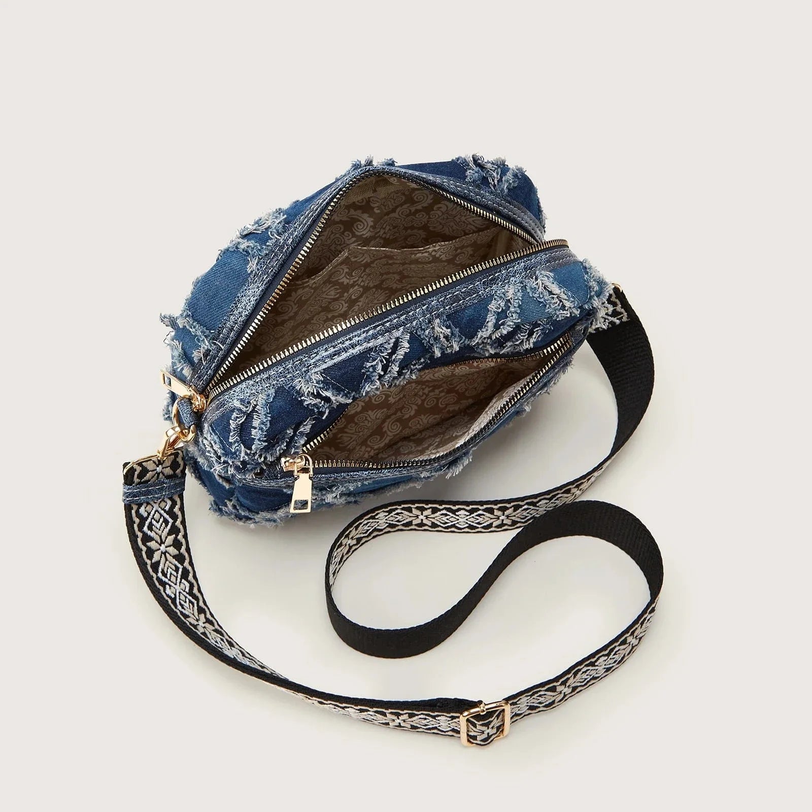 Sac bandoulière en jean avec bandoulière ethnique Jeans