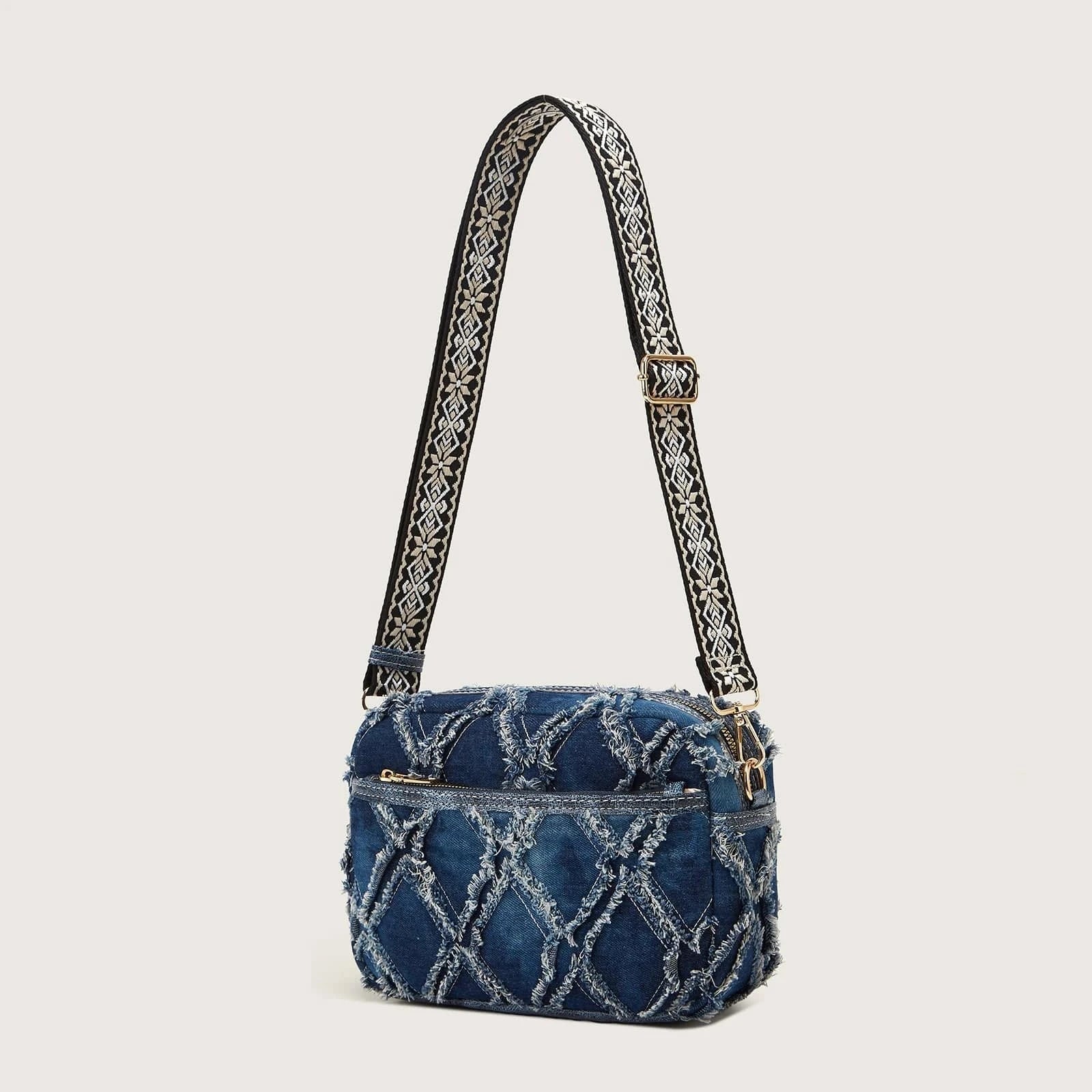 Sac bandoulière en jean avec bandoulière ethnique Jeans