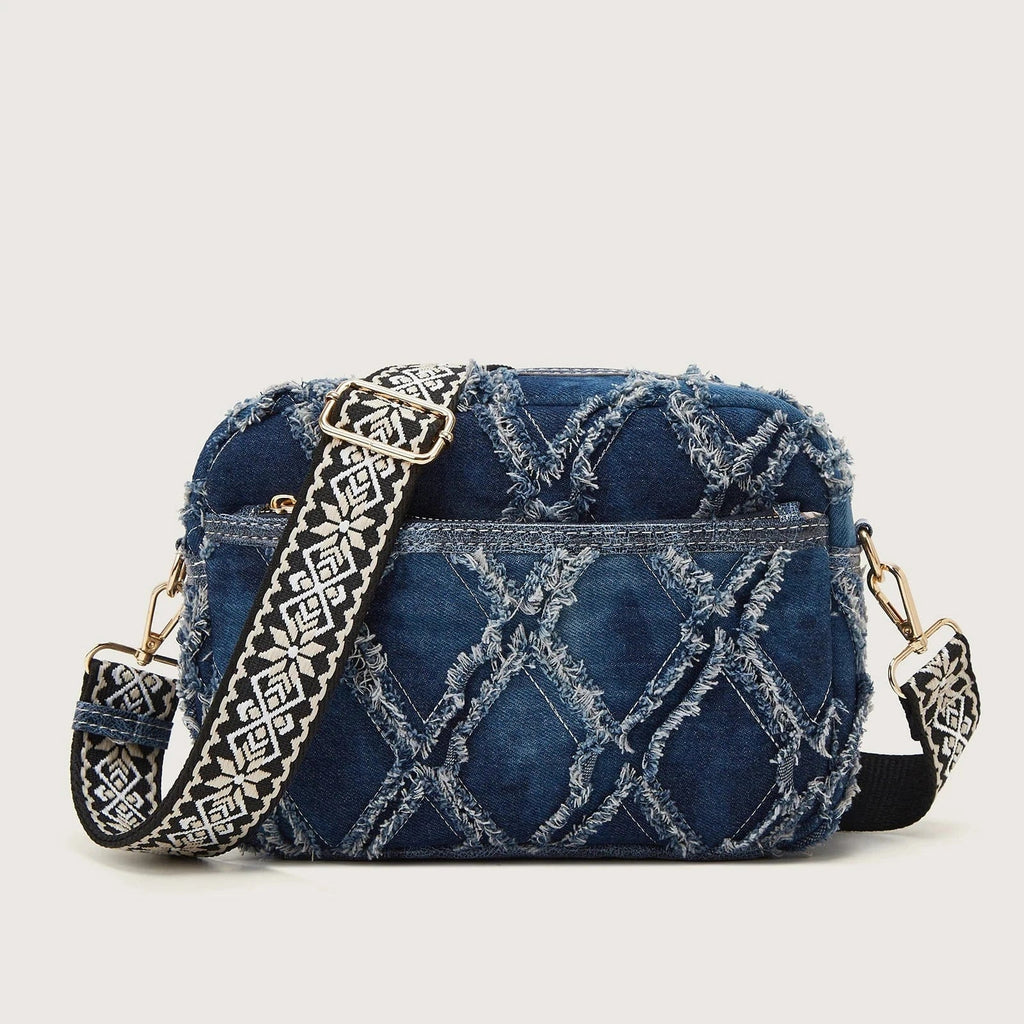 Sac bandoulière en jean avec bandoulière ethnique Jeans