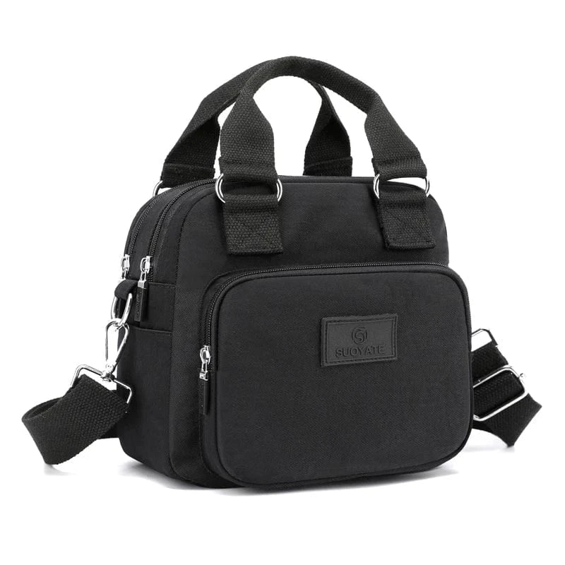 Sac bandoulière en toile multi-poches Noir