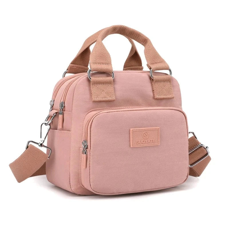 Sac bandoulière en toile multi-poches Rose