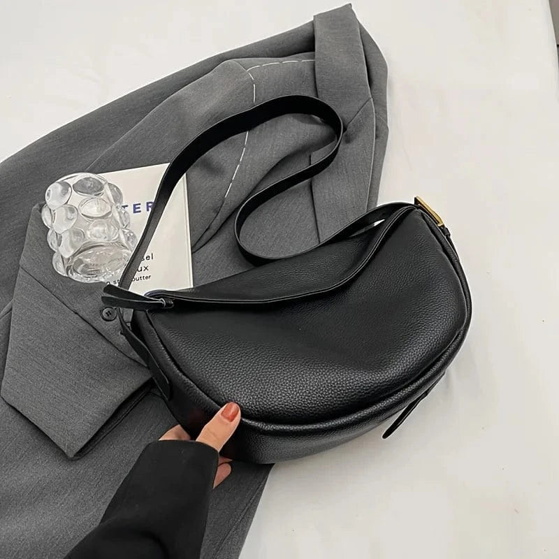 Sac bandoulière femme demi lune Noir