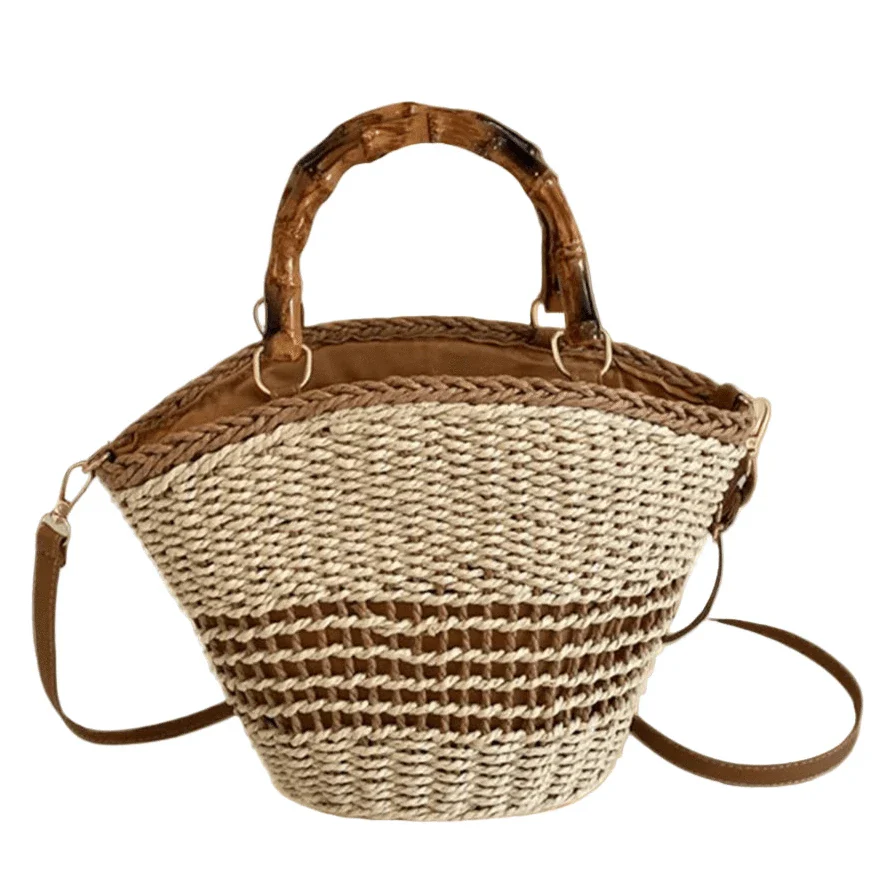 Sac bandoulière femme rotin Beige