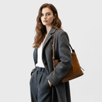 Sac bandoulière femme suédine marron