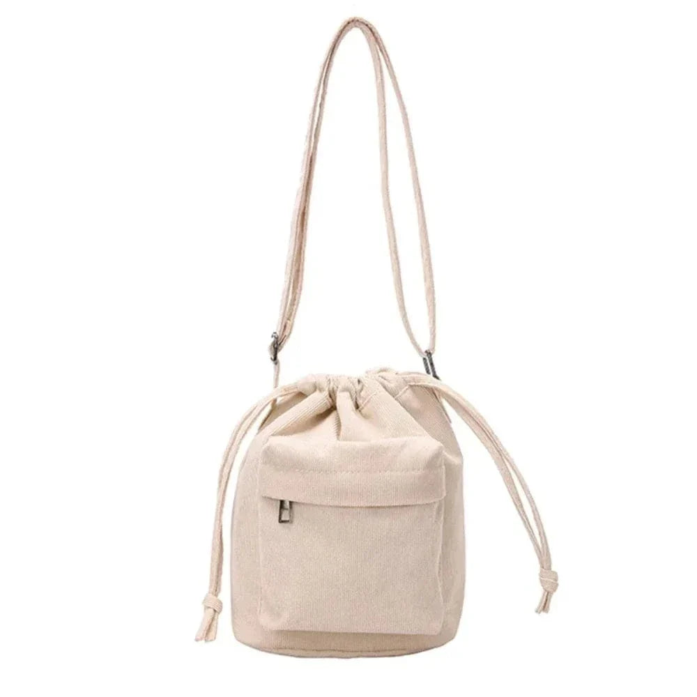 Sac bandoulière femme velours côtelé Blanc