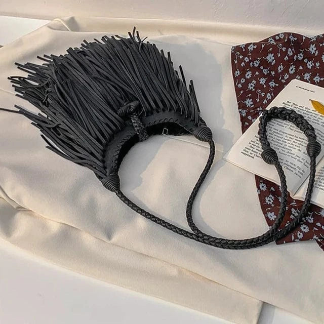 Sac bandoulière hérisson à frange en cuir vegan