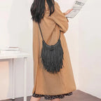 Sac bandoulière hérisson à frange en cuir vegan