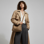 Sac bandoulière Hobo cuir grainé taupe