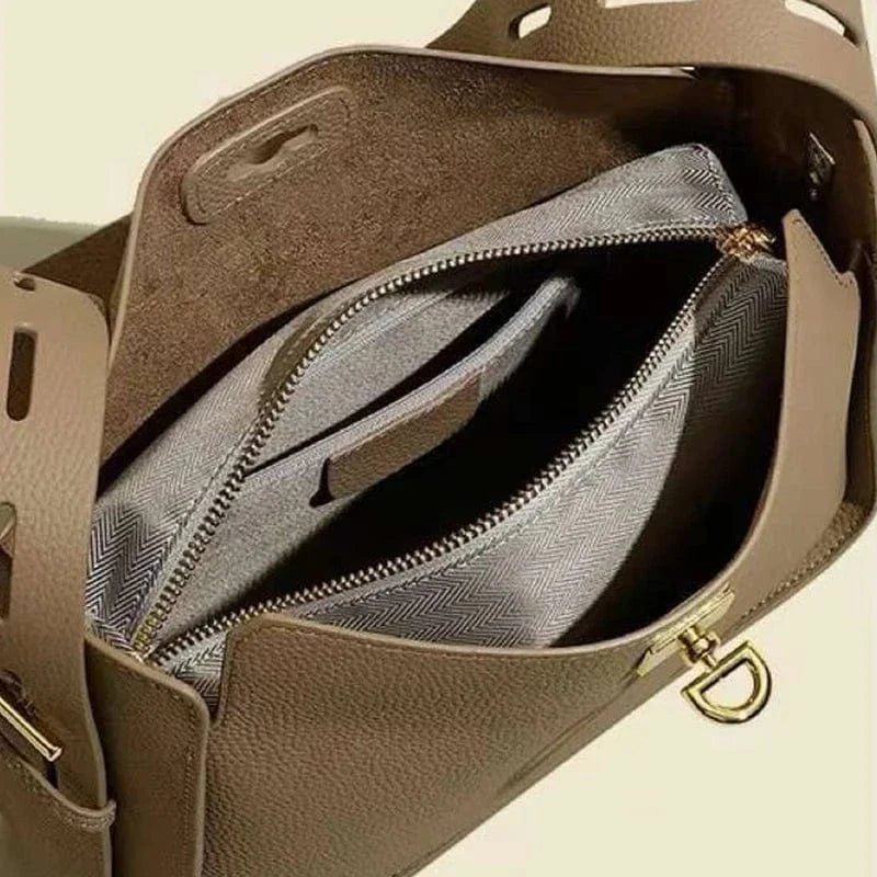 Sac bandoulière Hobo cuir grainé taupe