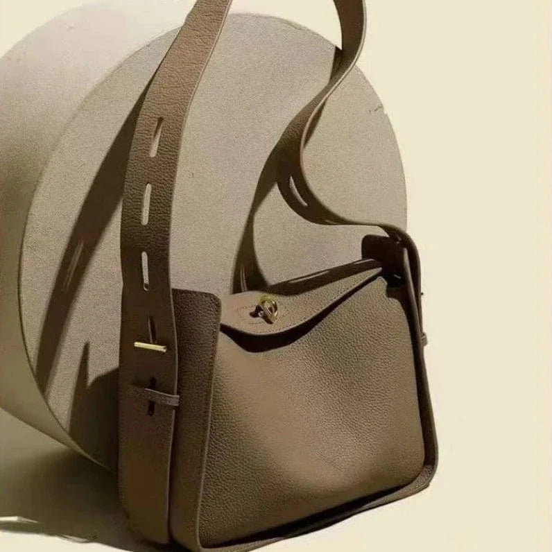 Sac bandoulière Hobo cuir grainé taupe