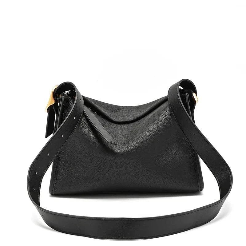 Sac bandoulière large en cuir Noir