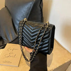 Sac Bandoulière Matelassé avec Chaîne Noir